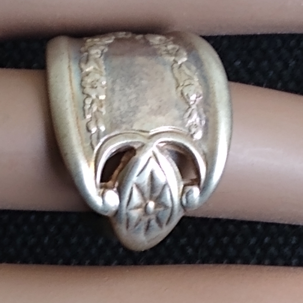 VTG XS TRIPLE plated Sterling silver Spoon Ring